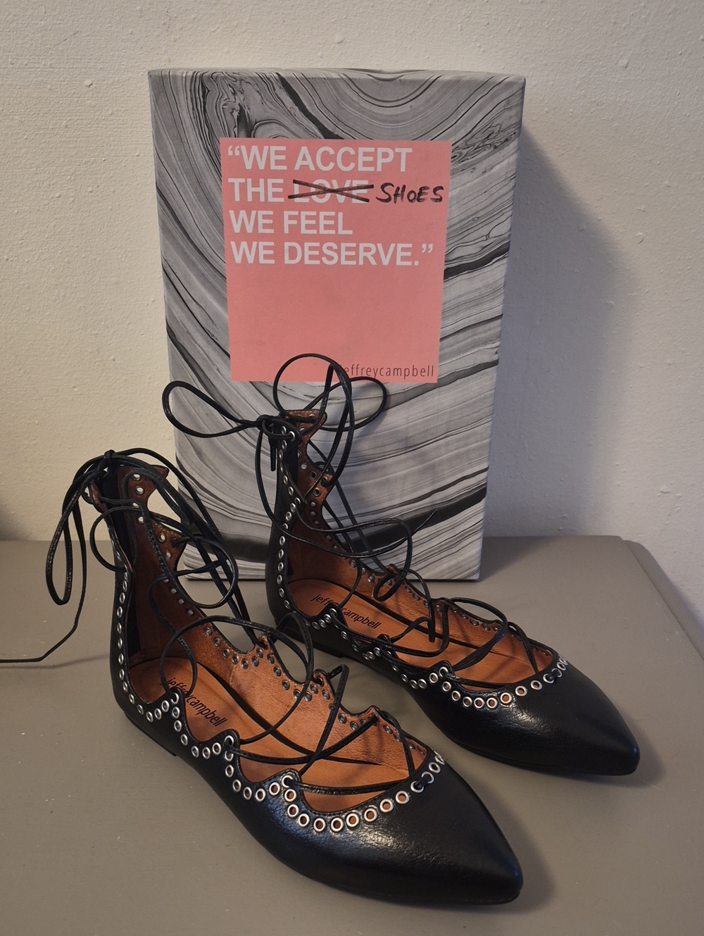 NIB Jeffrey Campbell Prudence Lace Up Ballet Flats